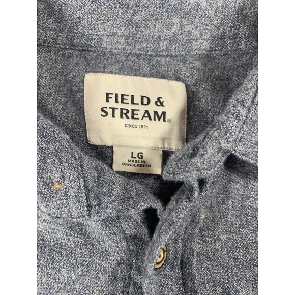 Field & Stream Mens Large Button Up Blue Heavy Flannel Outdoor Casual Adult - Picture 2 of 8